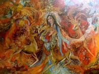 Oil Painting - Iranian Painting-The Warmth Of Love - Oil Colour